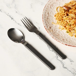 Ligne de couverts à poignée noire coordonnée construite pour les buffets de villégiature réceptions de mariage configurations de restauration d'hôtels et de cafés - Product Image 3