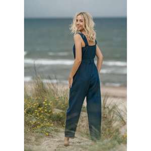 Cinturón Mujer Casual Mameluco de gran tamaño Elegante Cargo Mono 100% Algodón Cuello en V Sin mangas - Product Image 4