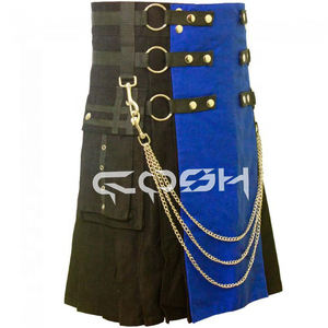 คิลต์กอธิคสีดำและสีฟ้าอเนกประสงค์ไฮบริดแบบโมเดิร์นแบบไฮบริดพร้อมผู้จำหน่ายฮาร์ดแวร์โครเมี่ยม - Product Image 2