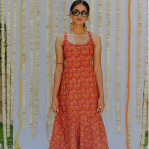 Robe longue Kaftan à imprimé floral de créateur, manches courtes, tenue décontractée de fête de vacances, broderie, printemps d'été, rayonne naturelle - Product Image 1