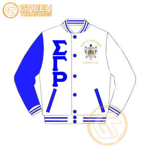 Chaqueta universitaria bordada de satén Sigma Gamma Rho personalizada, chaquetas de mujer de ropa griega transpirable de alta calidad para hermandad - Product Image 3