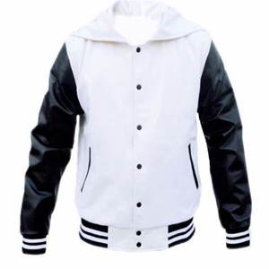 Chaqueta universitaria con logotipo personalizado | Manga Béisbol universitario | Estilo Letterman bordado | Deportes negros unisex - Product Image 2