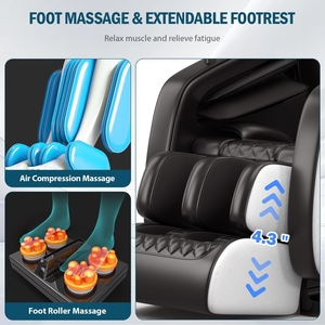 Fauteuil de massage Fauteuil de massage complet et inclinable avec points fixes Zéro gravité Grain de bois Cuir Massage des pieds Airbags Lombaire - Product Image 6