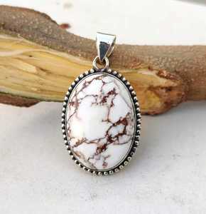 Colgante de Ágata Caballo Salvaje, Piedra Preciosa Marrón y Blanca, Plata de Ley 925, Joyería Hecha a Mano, Regalo - Product Image 1