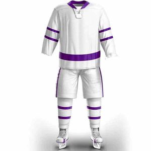 Uniformes de hockey sur glace sublimés de haute qualité provenant de l'usine Service de conception personnalisée Matériau souple anti-peluche respirant pour l'équipe - Product Image 1