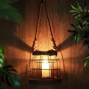 Lanterne en fer et en Jute au Design Antique, lanternes décoratives noires et naturelles pour les événements et les mariages, lanternes de Style Vintage - Product Image 4