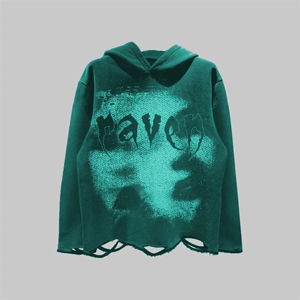 Sweat-shirt à capuche délavé à l'acide imprimé personnalisé pour hommes Streetwear pull surdimensionné XS polaire française dernière broderie en tissu - Product Image 6