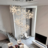 Lustre suspendu en verre artistique ovale/carré moderne pour villa, salon, hall, escalier avec éclairage LED et design personnalisable