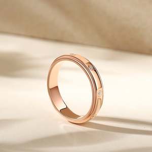 Jeulia Rhodium Plated Sterling Silver <b>Spinner</b> <b>Ring</b>-Rotatable Round Cut Zircon Geometric Cluster Band for Women - Product Image 6
