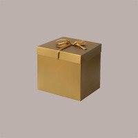 LUCGEL 10 boîtes carrées auto-établissantes dorées en papier kraft avec ruban satiné effet soie et cordon 15x15x15cm pour emballage cadeau