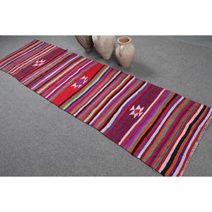 2.7x9.1 ft Turkish Rug, Vintage <b>Runner</b> Rug, <b>Red</b> Purple Ombr Wool Rug - Product Image 4