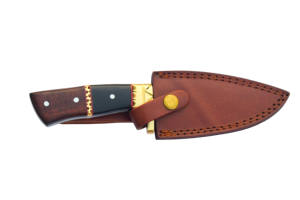 มีดสกินเนอร์เหล็กดามัสกัสทำด้วยมือพร้อมแตรทองเหลือง & ที่จับไม้มีดล่าสัตว์เหล็กกล้าคาร์บอนสูง - Product Image 4