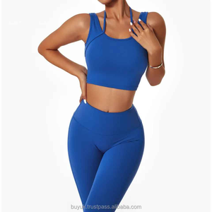 Taille haute femmes Yoga ensemble femmes Yoga Leggings course soutien-gorge encolure dégagée vêtements de sport pour femmes - Product Image 3