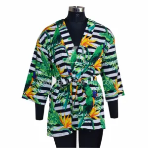 Tropische Baumwolle bedruckte Kimono Robe Nachtwäsche für Frauen Kurzer Kimono aus Baumwolle Super weiches Gefühl von Zed Aar Exports