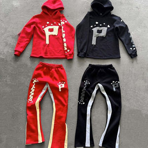 Conjunto de pantalones de chándal acampanados y Sudadera con capucha para hombre personalizado conjunto de chándal de lana de alta calidad unisex - Product Image 1