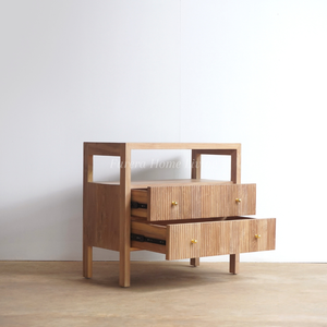 Table de chevet en bois de teck massif de haute qualité de style moderne meubles de chambre à coucher de couleur naturelle pour la maison hôtel pour le salon entrepôt - Product Image 2