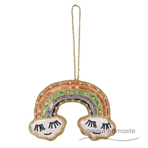 Ornamento di Natale arcobaleno fatto a mano | Ornamento di vacanza sostenibile con decorazione di perline con paillettes - Product Image 2