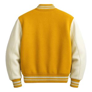 Veste universitaire pour homme, corps en laine, manches en cuir, lettres brodées en chenille personnalisées, style streetwear - Product Image 2