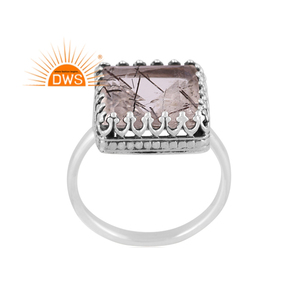 แหวนพลอยสังเคราะห์สีดำธรรมชาติสีเงินสเตอร์ลิงออกซิไดซ์ - Product Image 1