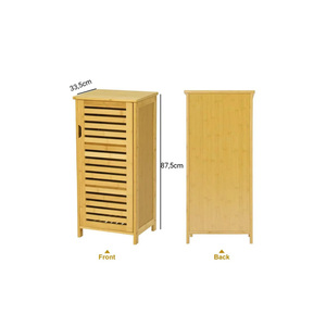 Armoire de rangement multifonction portable en bambou, moderne, 3 étagères, porte simple, 87x33x33.5cm, fabriquée en Turquie - Product Image 4