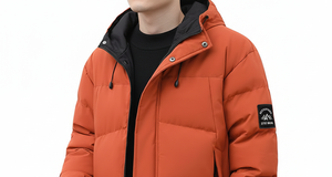 Veste matelassée à capuche en toile pour homme, tendance, streetwear, décontractée, élégante, couleur contrastée, personnalisable sur le devant - Product Image 6