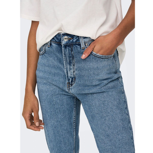 Los últimos vaqueros lavados azul claro cómodos y elegantes para mujer a la venta, Vaqueros rectos de noche informales para mujer, servicio OEM - Product Image 5