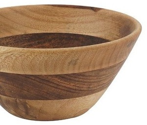 Ensaladera tradicional hecha de madera maciza real con acabado suave y elegante curva - Product Image 3