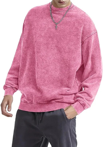 เสื้อสเวตเชิ้ตคอกลมผู้ชายแบบย้อมสีเอซิด ขายส่ง OEM ระดับพรีเมียม ผ้าฝ้าย 100% รับสั่งทำลายปัก 3 มิติ และงานพิมพ์ - Product Image 5