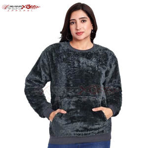 Sudadera Sherpa para mujer con puños acanalados y sudadera holgada cálida Sherpa Fleece - Product Image 1