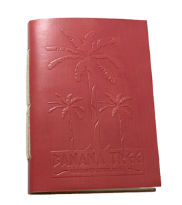 Cuaderno de Cuero de Cabra Suavizado Color Rosa con Grabado de Árbol de Banano en la Cubierta Delantera, Hermoso Diario Encuadernado en Cuero - Product Image 1