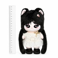 Peluche personnalisée Kawaii, figurine chat noir et blanc à oreilles de chat, yeux étoilés, jouet doux pour cadeau ou présentation