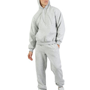 Survêtement d'entraînement en polaire pour hommes, ensemble de deux pièces avec impression solide, survêtement de jogging grande taille pour l'entraînement - Product Image 6
