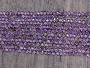 Améthyste rose naturelle 6x4mm perles à facettes en forme de larme briolette | 8 "brin | Perles de gouttes en vrac de pierres précieuses semi-précieuses d'améthyste - Product Image 3