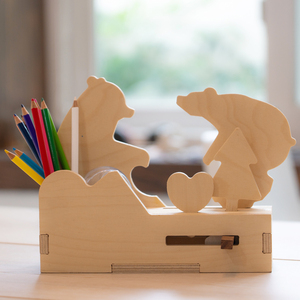 Kit en bois de bouleau conception d'ours polaire décoration en bois ornement bricolage pour les marchandises quotidiennes matériel éducatif interdisciplinaire - Product Image 3