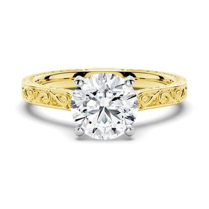 Anillo Solitario Antiguo de Oro de 9K con Diamante Moissanita de Corte Redondo, Elegantes Anillos de Moissanita - Product Image 1