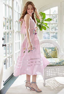 Mujeres Sexy colección caliente bordado tejido Maxi vestido dulce cintura Natural Smocking sin mangas Casual ocasión vestido - Product Image 3