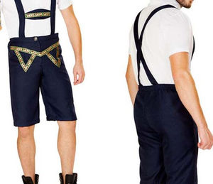 Short pour homme bavarois de haute qualité en cuir marron avec motif brodé pour la danse du festival allemand Oktoberfest - Product Image 4