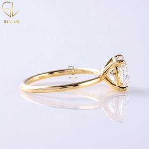 Bijoux fantaisie fait à la main nouveau Design 2 CT coussin coupe 14K solide diamant naturel Solitaire doigt bague de fiançailles pour les femmes - Product Image 3