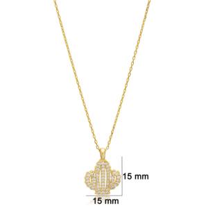 Colgante con Diseño de Cactus y Circonita Transparente, Hecho a Mano en Turquía, Chapado en Rodio y Oro, Plata de Ley 925, Joyería de Regalo - Product Image 3