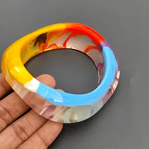 Vibrant <b>Resin</b> Bangle Collection Affordable Fashion <b>Jewellery</b> for Gifting and Retail Multicolour <b>Resin</b> Bangles for Women - Product Image 3