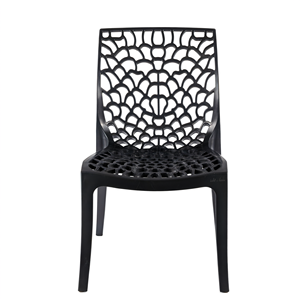 Nouvelle chaise empilable en plastique perforé NEWBELLA - Légère, noire, pour intérieur, extérieur, cuisine, jardin - Product Image 2