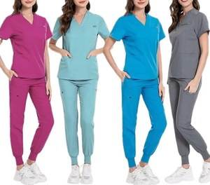 100% algodón elástico Todo Negro 100 algodón Scrubs médico enfermería uniformes mujeres y hombre Scrubs conjuntos 2025 - Product Image 5