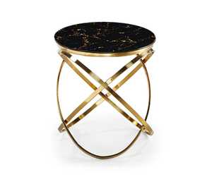 Mesa auxiliar moderna de la mejor calidad, hierro con acabado dorado y tapa de mármol, recién diseñada, hecha a mano para sala de estudio - Product Image 6