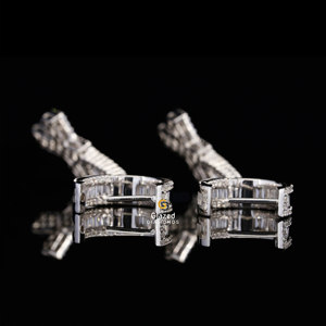 Pendientes de diseño cruzado de Hip Hop de oro blanco de 10 quilates Unisex Baguette VVS Clarity Lab Grown Diamonds Hoop Style - Product Image 3