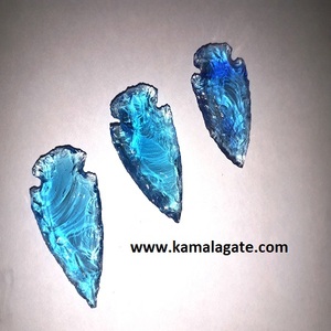 Pierre verre pointe de flèche pierres précieuses artisanat couleurs assorties obsidienne agate et pointes de flèches en verre tricotées à la main styles de mascotte en gros - Product Image 4