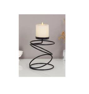 Bougeoir de couleur noire bougeoir en métal vide fait à la main festival décoratif petit bougeoir d'Inde - Product Image 1