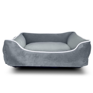 Luxury black velvet <b>dog</b> <b>bed</b> soft padded pet sofa <b>bed</b> with <b>raised</b> edges modern design for comfortable pet sleep - Product Image 2