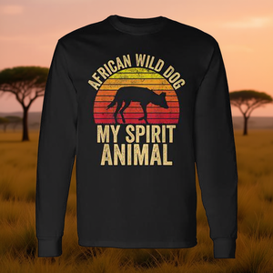 Camiseta Vintage Retro de Manga Larga con Diseño de Perro Salvaje Africano, Mi Animal Espiritual - Producto Promocional - Product Image 3