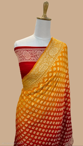 Sari Banarasi en Chiffon Pur de Créateur, Tissé à la Machine, Style Traditionnel, Détails Zari Élégants, Pièce de Blouse Non Cousue, Idéal pour les Fêtes - Product Image 4