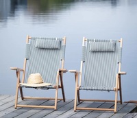 Chaise Lune Vintage Moderne de Luxe, Pliable et Portable, Légère et Durable, en Bois de Teck et Chêne Écologique, Idéale pour Plage, Hôtel, Parc - Meilleure Vente